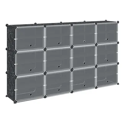 (165.5 x 31.5 x 93.5 cm) vidaXL Storage Cube Organiser with Cubes and Doors Display Shelf Black 