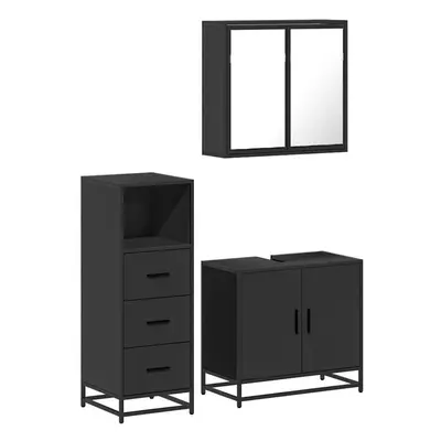 (black) vidaXL Piece Bathroom Furniture Set Black Engineered Wood bathroom cabinet