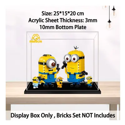 (B) Acrylic Display Case for Lego Brick Built Minions and Their Lair, Dustproof Display Box Comp