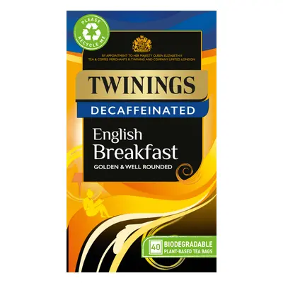 TWININGS Decaffeinated English Breakfast Teabags 40's (Pack of 4)