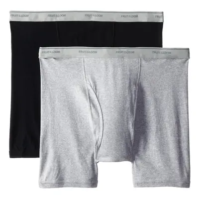 Fruit of the Loom Men's Big Man Black/Gray Boxer Brief(Pack of 2) Assorted 2XB/46-48