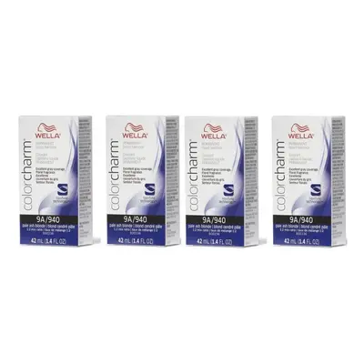 (9A/940 - pack of 4) Wella 12A Frosty Ash Color Charm Permanent Liquid Haircolor & Developer (Vo