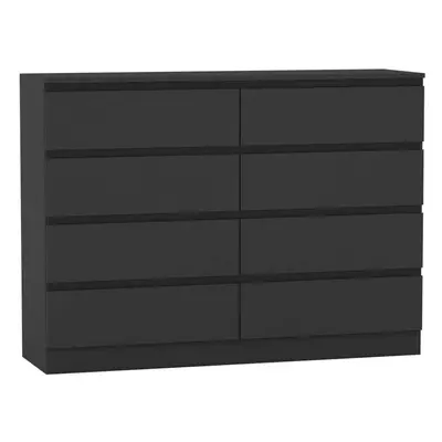 (Black Carcass + Black Drawers) Modern Wide Wooden Chest of Drawers Bedroom Furniture Storage Be