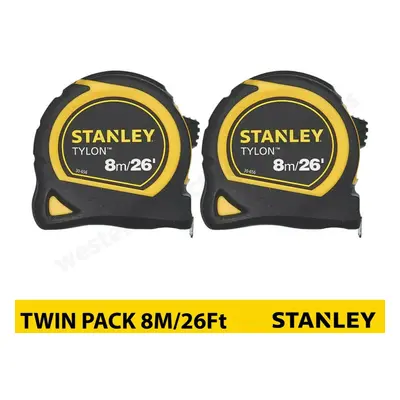 Stanley Tape Measure 8M/26' TWIN PACK Tylon Measuring Tape