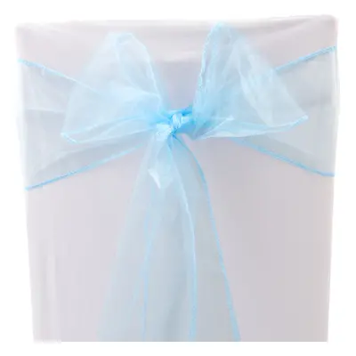 (Baby Blue, 100PCS) Time to Sparkle 17x280cm Organza Chair Sashes Wider Fuller Cover Party Decor