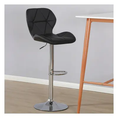 (PU Leather Black) Charles Jacobs Diamond Style Adjustable Breakfast Bar Stool with Footrest