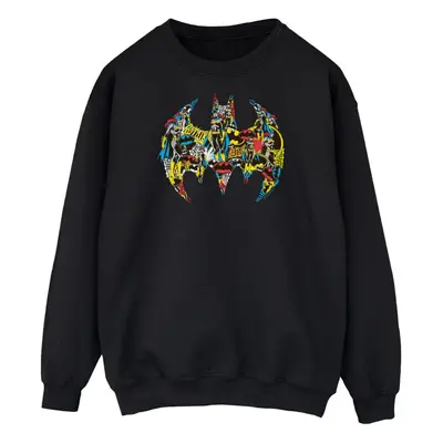 (S, Black) DC Comics Mens Batman Batgirl Logo Collage Sweatshirt