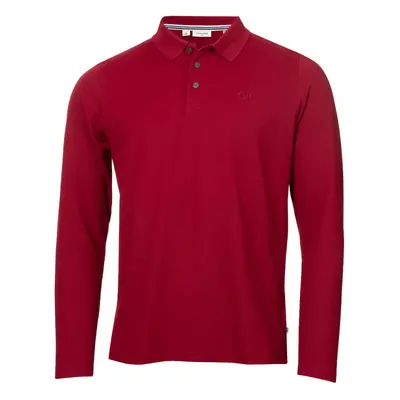 (XXXXXL, Burgundy) Calvin Klein Mens Long Sleeve Stretch Campus Golf Polo Shirt