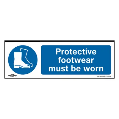 Mandatory Safety Sign - Protective Footwear Must Be Worn - Rigid Plastic - Pack of