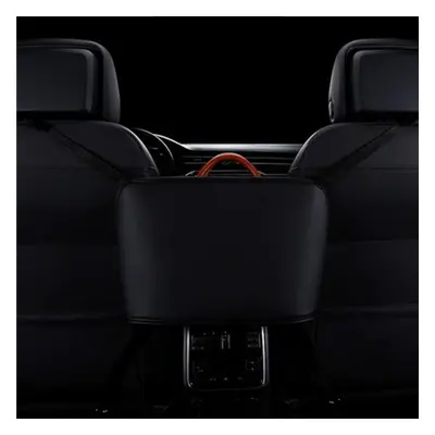 (Black) Leather Car Seat Storage Receive Bag 41*27cm