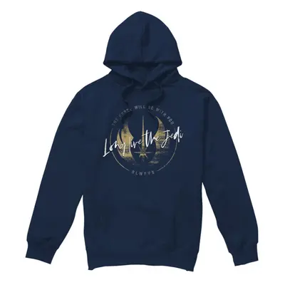 (M, Navy) Star Wars Mens Long Live The Jedi Obi Wan Kenobi Hoodie