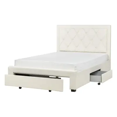 Bed with Storage Drawers LIEVIN x cm (EU Double) Velvet Cream