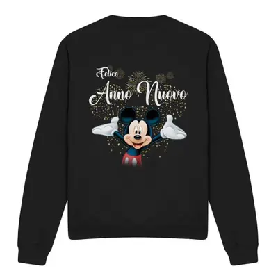 (XXL, Black) Disney Unisex Adult Italian Mickey Mouse Fireworks New Year Sweatshirt