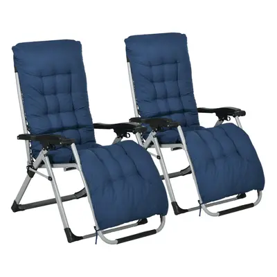 Outsunny PCS Reclining Zero Gravity Chair Folding Lounger Cushion Blue