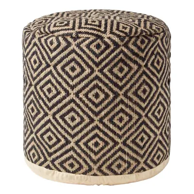 (45 x cm) Black and Cream Bean Footstool with Aztec Pattern