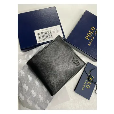 Polo Ralph Lauren Men's Bifold Pebble Leather Card & Coin Pocket Wallet Black