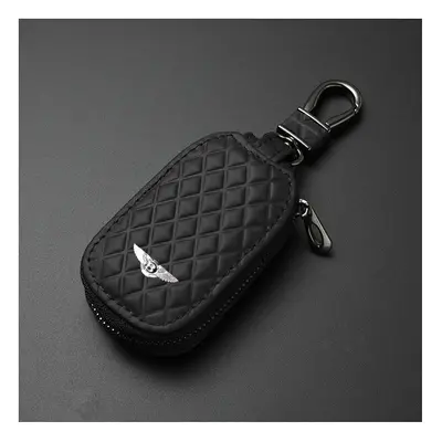 (Black) Leather Car Key Wallet Car Key Case For Bentley Auto