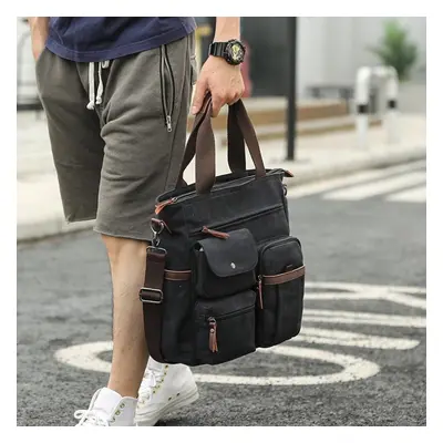 (as the picture, One Size) Men&apos;s Canvas Shoulder Bag Crossbody Bag Men&apos;s Computer Bag 