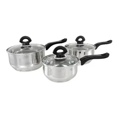 Buckingham Premium Pieces Saucepans Set with Glass Lid Stainless Steel Bakelite Handles Cookware