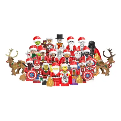 21pcs Christmas Mini Figure Superhero Designs Minifigure Reindeer Gift