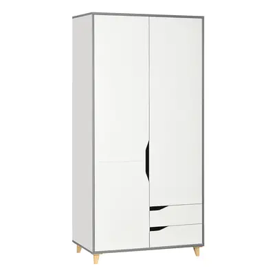 HOMCOM Door Wardrobe with Drawers, Hanging Rail, Shelves for Bedroom, White