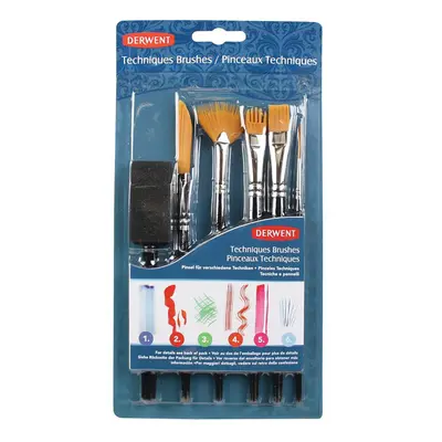 Derwent Technique Brush Set, Assorted Brush Designs,Multicolour,Set of