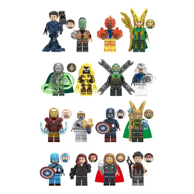 (Style C 16pcs) piece Marvel Avengers superhero mini doll Dc set suitable fit LEGO