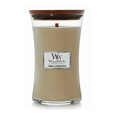 WoodWick Large Hourglass Candle Tonka/Almond Milk - Premium Soy Blend Wax Pluswick Innovation Wo