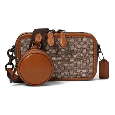 COACH Charter Slim Crossbody in Micro Signature Jacquard Cocoa/Burnis