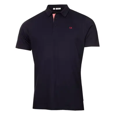 (XXL, Solid Navy) Calvin Klein Mens Prep Campus Oxford Pique Golf Polo Shirt