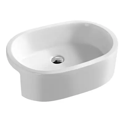 Oval Ceramics Semi Recessed Bathroom Basin, 580mm - Balterley