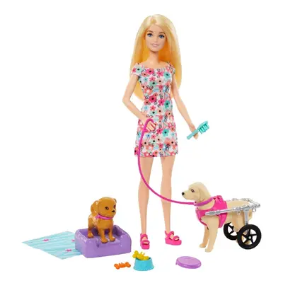 Barbie Walk and Wheel Play set Doll with Toy Dogs & Accessories