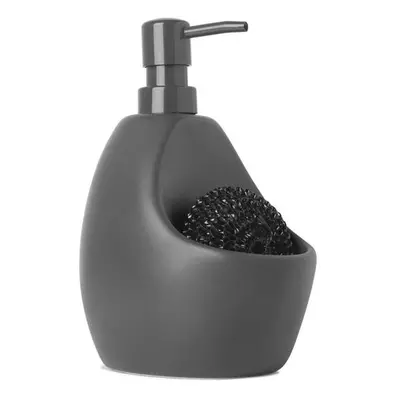 Umbra 20 oz Joey Soap Dispenser & Caddy Scrubby Holder, Matte Ceramic & Charcoal