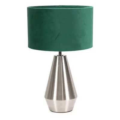 ValueLights Jax Green Velvet & Chrome Dimmable Touch Table Lamp & Bulb