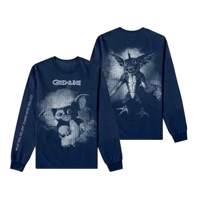 (L, Navy) Gremlins Graphic Long Sleeve T Shirt