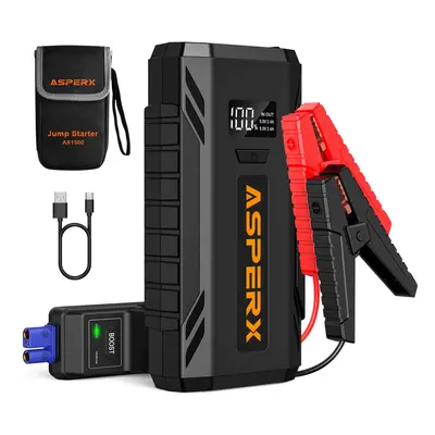 Jump Starter Power Pack(Up to 7L Gas/5.5L Diesel),1500A Car Battery Booster Jump Starter with Ju