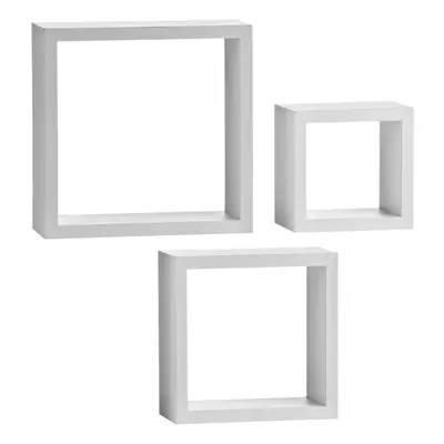 Premier Housewares White MDF and PVC Coating Wall Cubes - Set of