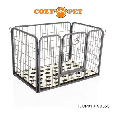 Heavy Duty Cozy Pet Puppy Playpen Run Crate Pen 61cm High Dog Cage - ABS Floor HDDP01 + VB36C