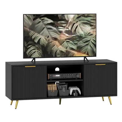 HOMCOM Modern TV Stand Cabinet with Storage for Living Room, Black