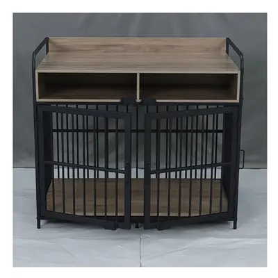 Large Dog Crate, Dog Kennel Indoor, Wood Dog Cage Table with Drawers Storage, Heavy Duty Dog Cra