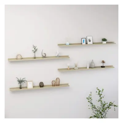 vidaXL 4x Wall Shelves Sonoma Oak 115x9x3 cm Hanging Display Racks Furniture