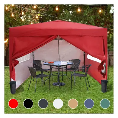 (Red) Birchtree Waterproof Pop Up Garden Gazebo - x 3m