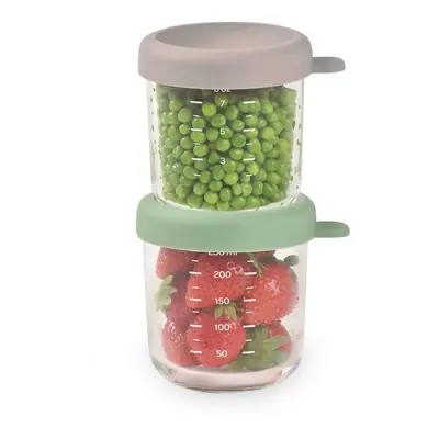 - Set of Baby Food Storage Containers - Weaning pots - Glass Conservation Jar - Colorful Lids - 