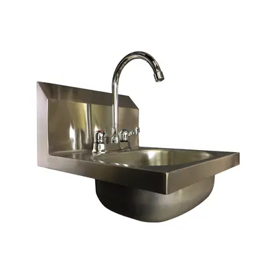 S12 Shaped Wall Mouned LEVER TAP UK TRAP Stainless Steel HAND WASH BASIN Sink