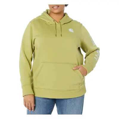 Carhartt Women's Plus Size Relaxed Fit Midweight Logo Sleeve Graphic Sweatshirt Green Olive Heat