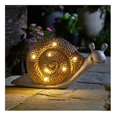 43cm Solar Power Novelty Outdoor Woodstone LED Snail Ornament | Garden Decoration