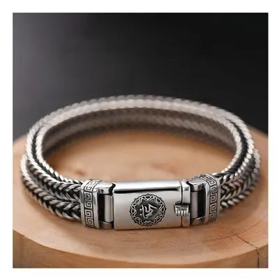 100% Real Solid S925 Silver Hand-woven Heavy Bracelet Men's Retro Bracelet Personality Vintage J