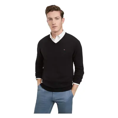 Tommy Hilfiger Men's Cotton V Neck Sweater Black