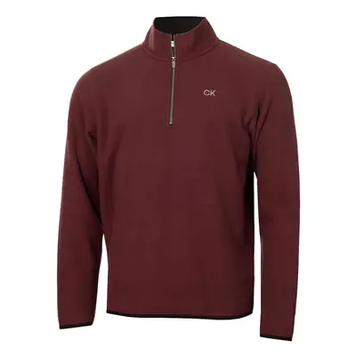 (L, Burgundy) Calvin Klein Mens Polar Fleece 1/2 Zip Stretch Golf Sweater