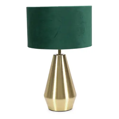 ValueLights Jax Gold Dimmable Touch Table Lamp with Green Velvet Shade